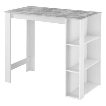 Bartafel Danderyd met 3 planken 120x60x105,5 wit en betonkle, Verzenden, Nieuw