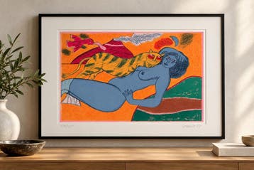 Corneille – Tigre Amoureux | Complete Portfolio of 4 Lithos, Personages en Fantasiefiguren, Gesigneerd, Ophalen of Verzenden, Lithografie