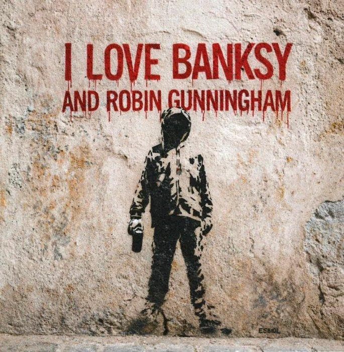EMIR BERCUTTE - BANKSY LOVE ROBIN - Toile L, Antiek en Kunst, Kunst | Designobjecten