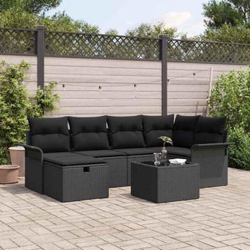 vidaXL Tuin Sofa Set 7 st Poly riet, Verzenden, Nieuw, 7 zitplaatsen