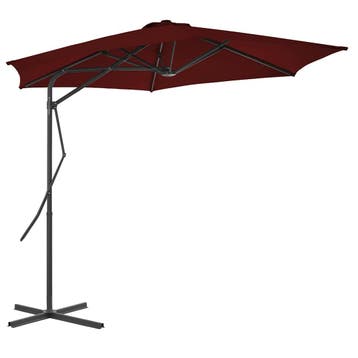 vidaXL Parasol met stalen paal 300x230 cm bordeauxrood, Verzenden, Nieuw, Minder dan 1 meter