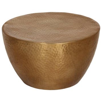 Bijzettafel Gehamerd Aluminium | Tweedekansje | OP=OP, Huis en Inrichting, Tafels | Salontafels, Gebruikt, 50 tot 100 cm, Rond