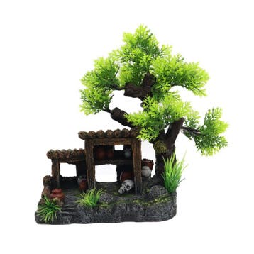Hutje onder boom 21cm / Aquariumdecoratie As-157, Verzenden, Nieuw, Gevuld zeewateraquarium