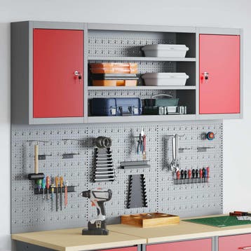 vidaXL Gereedschapskast set met plank 6 st Rood Gepoedercoat, Verzenden, Nieuw