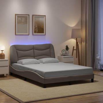 vidaXL Bedframe met LED zonder matras Hvar 120x200 cm stof, Verzenden, Nieuw, Twijfelaar, 120 cm