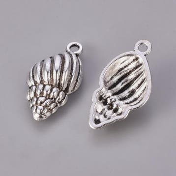 4 x Bedel Trompet Schelp 25,5 x 13 x 5,5mm oogje: 2mm, Ophalen of Verzenden, Nieuw, Bedel