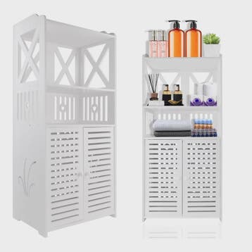 PVC Badkamerkast Waterdicht met Dubbele Deuren en 3 Planken, Huis en Inrichting, Badkamer | Badkamermeubels, Verzenden, Nieuw