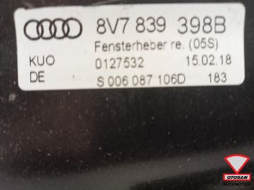 Audi A3 8V Cabrio Raammechanisme Rechts Achter 8V7839398B, Auto-onderdelen, Ophalen, Gebruikt, Audi