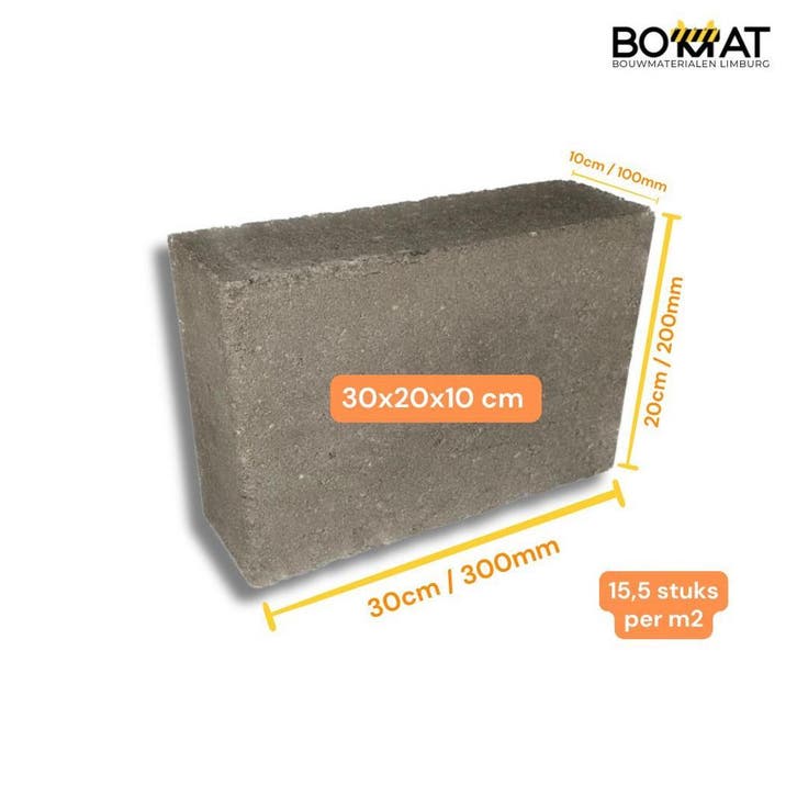 Betonblokken 30x20x10cm muur / fundering / zwembad / kelder, Doe-het-zelf en Verbouw, Metselstenen, Beton, Nieuw, Verzenden