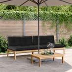 vidaXL Tuinmiddenbanken 2 st pallet met kussens massief, Verzenden, Nieuw, Hardhout