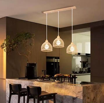 Vintage Rotan Hanglamp – Bamboe Rieten Plafondlamp Design, Huis en Inrichting, Lampen | Hanglampen, Verzenden, Nieuw, Hout