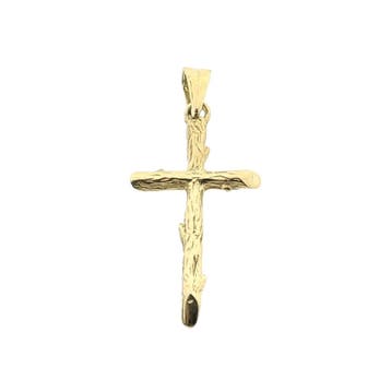 Gouden hanger van een kruis (Hanger of bedel), Ophalen of Verzenden, Gebruikt, Goud, Overige merken