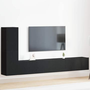 vidaXL Tv-meubelset 3 st Zwart Eiken, Minder dan 50 cm, Verzenden, Nieuw, Minder dan 100 cm