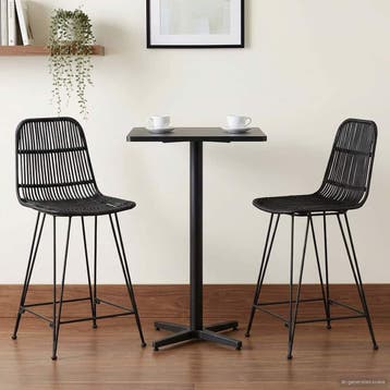 vidaXL Barkruk 2 st Zwart 44 x 54 x 96 cm Rattan en staal, Verzenden, Nieuw