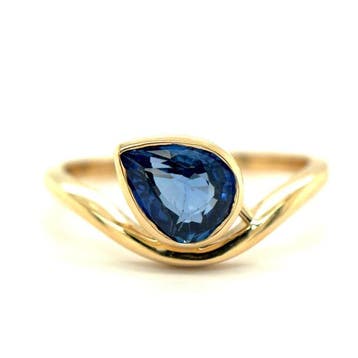 Ring - 14 karaat Geel goud - 1.39ct. tw. Saffier, Nieuw