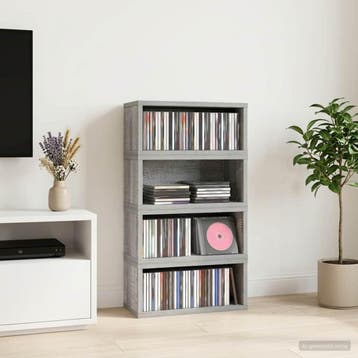 vidaXL CD Opslag Rek 4 st Grijs Sonoma 40 x 17 x 17 cm, Verzenden, Nieuw