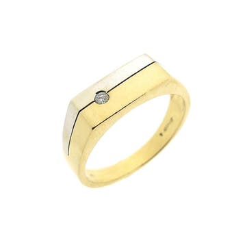 Jeunesse bicolor gouden herenring diamant 0,03 ct., Gebruikt, 20 of groter, Heer, Ophalen of Verzenden
