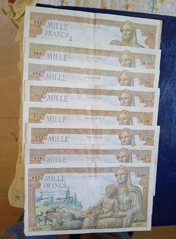 Frankrijk. - 8 x 1000 Francs - 1940/1944 (Zonder, Postzegels en Munten