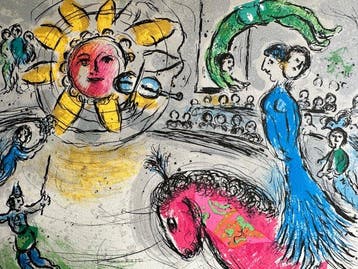 Marc Chagall (1887-1985) - Soleil au cheval rouge, Antiek en Kunst