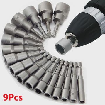9-delige Dopmoer Sleuf Bit Set 5mm-13mm - Schroevendraaier &, Verzenden, Nieuw