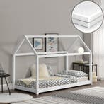 Kinderbed Netstal renen huisbed met matras 80x160 cm wit, Verzenden, Nieuw