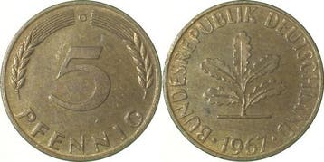 Brd 5 Pfennig 1967g bfr J 382 bfr, Verzenden