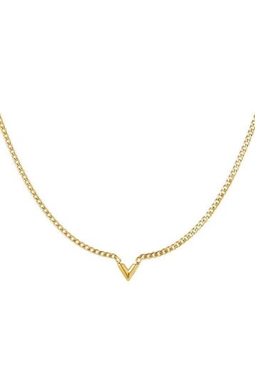 Goudlief Edelstalen ketting letter v goud kleur stainless..., Verzenden, Nieuw, Zilver, Overige materialen