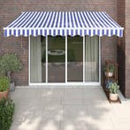 vidaXL Luifel automatisch uitschuifbaar 3x2,5 m blauw en wit, Tuin en Terras, Zonneschermen, Verzenden, Nieuw