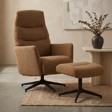 *WOONWINKEL* Verstelbare Fauteuil Met Voetenbank Caramel, Verzenden, Nieuw, Stof