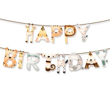 Ballonnen en slinger set Happy Birthday Jungle Fun 19-delig, Verzenden, Nieuw, Versiering, Verjaardag