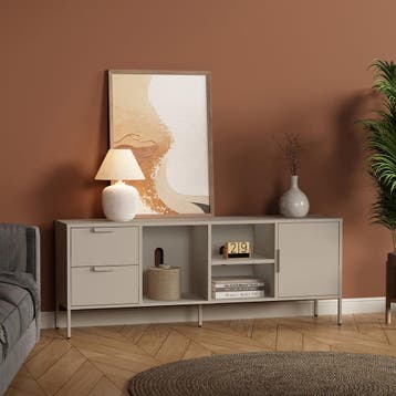 TV meubel Kliri met lades en deur 150x35x58 cm camel [en.cas, Huis en Inrichting, Verzenden, Nieuw