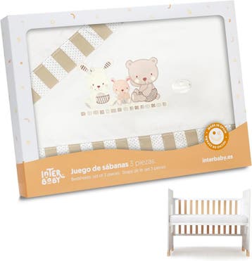 Baby Hoeslaken set 60x120 - Katoen | 35% Korting, Jongetje of Meisje, Beige, Overige typen, Nieuw