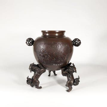 Ikebana vaas - Brons - Japan - Laat Meiji – Taish -