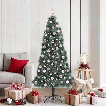 vidaXL Kunstkerstboom met verlichting en ballenset Groen 180, Verzenden, Nieuw