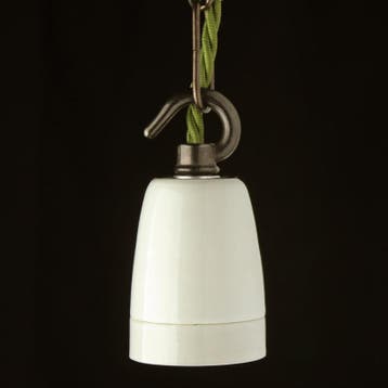 Fitting Keramiek Wit Hook Industrial E27, Nieuw