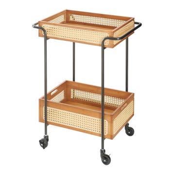 Keukentrolley Tervola 80,5x61x39 cm zwart en houtkleurig rot, Verzenden