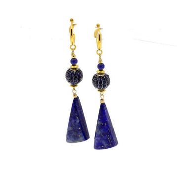 Lapis lazuli - Zilver, ruthenium - Oorbellen