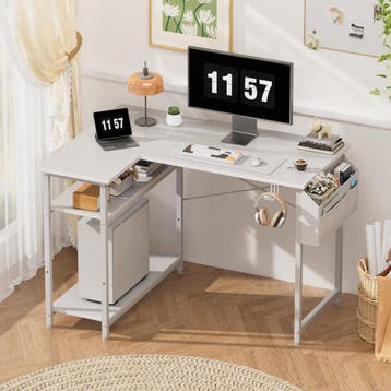 Bureau - Computertafel - Hoekbureau - 110x80 cm - Wit - HLDI, Verzenden, Zo goed als nieuw