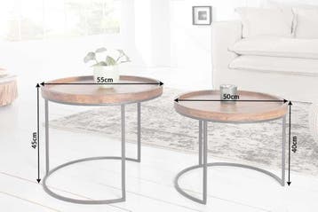 Set van 2 bijzettafels ELEMENTS 55cm massief acaciahout, Ophalen of Verzenden, Nieuw