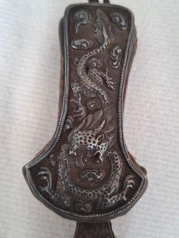 Antieke Tibetaanse Naaldenetui - Leder, Zilver - Tibet -