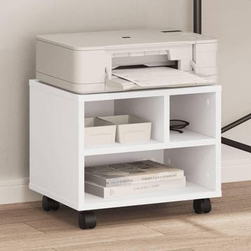 vidaXL Printerkastje met wielen 41x32x34,5 cm wit, Verzenden, Nieuw