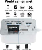 USB 3.0 Hub 3 Poorten Splitter &amp; Geheugenkaartlezer, Computers en Software, Ophalen of Verzenden, Nieuw, Compudata