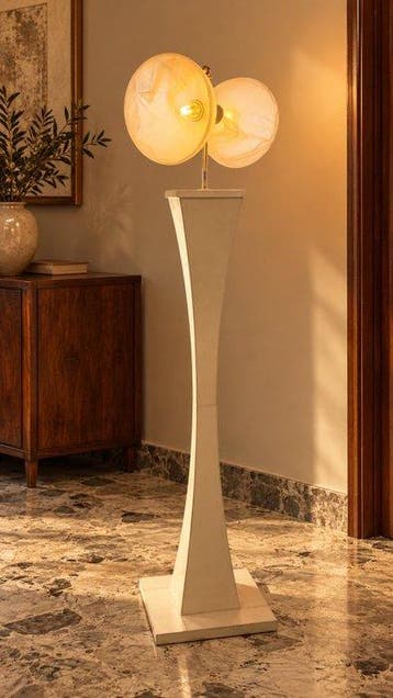Staande lamp - Metaal, Leder - Lamp in Memphis-stijl