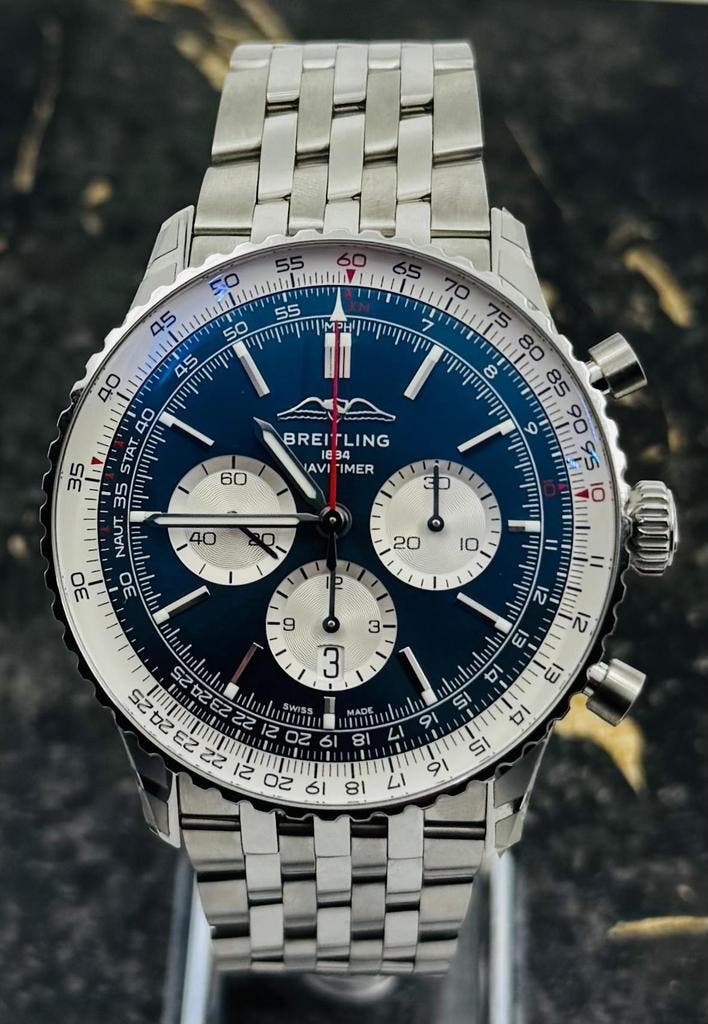 Breitling Navitimer B01 Chronograph 46mm - Blue Dial New, Sieraden, Tassen en Uiterlijk, Horloges | Heren, Staal, Nieuw, Staal
