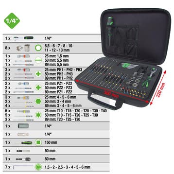 Competition 1/4 Mini Bit Dopsleutelset 60-delig, Auto diversen, Verzenden, Nieuw