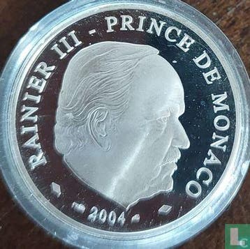 Monaco 5 euro 2004 (PROOF) 1700th Anniversary of Sainte..., Postzegels en Munten, Verzenden, 5 euro, Losse munt, Zilver