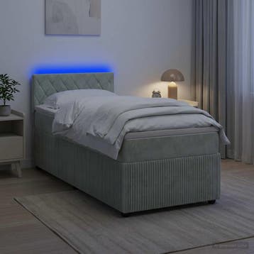 vidaXL Boxspringbed met matras Lichtgrijs 90 x 200 cm, Verzenden, Nieuw, Stof