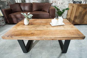 Design salontafel IRON CRAFT 100cm mangohout ijzer, Ophalen of Verzenden, Nieuw