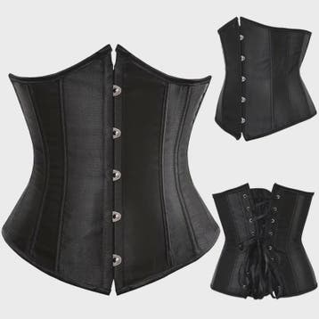 Dames Satin Corset Bustier met Vetersluiting - Steampunk Tai, Verzenden