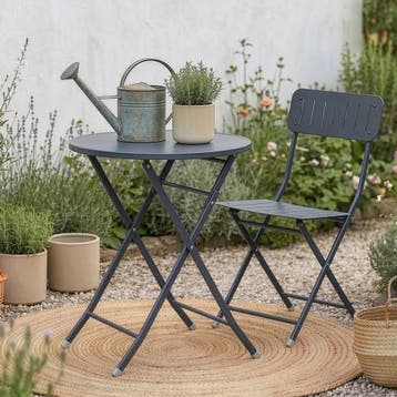 Klaptafel Sande tuintafel metaal rond 71xØ62 cm zwart [en.ca, Tuin en Terras, Verzenden, Nieuw